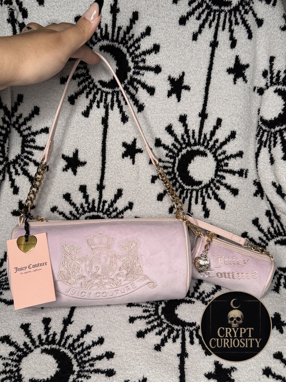 NWT Juicy Couture Scottie Barrel Bag with Mini Bag Charm Lilac & Pink